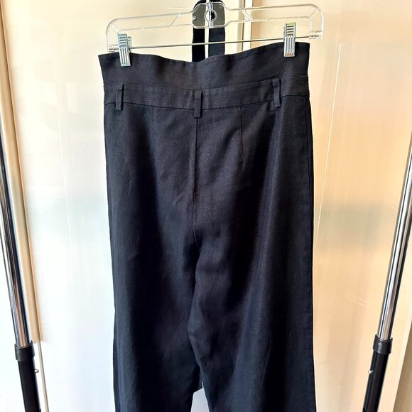 Reformation Black Linen Wide Leg Pants with Tie Waist - Size 6 - Picture 5 of 8